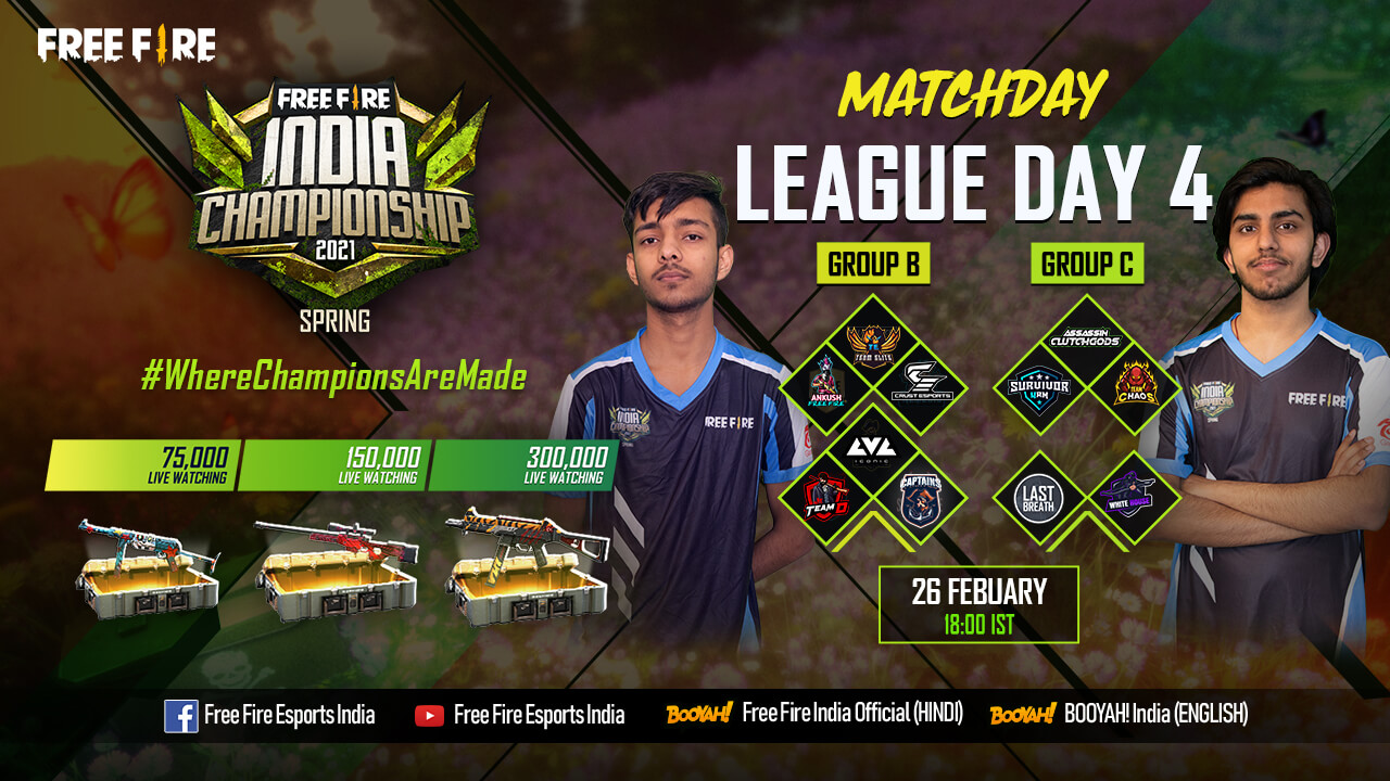[HINDI] Free Fire India Championship 2021 Spring | League Day 4 | Group B & C
