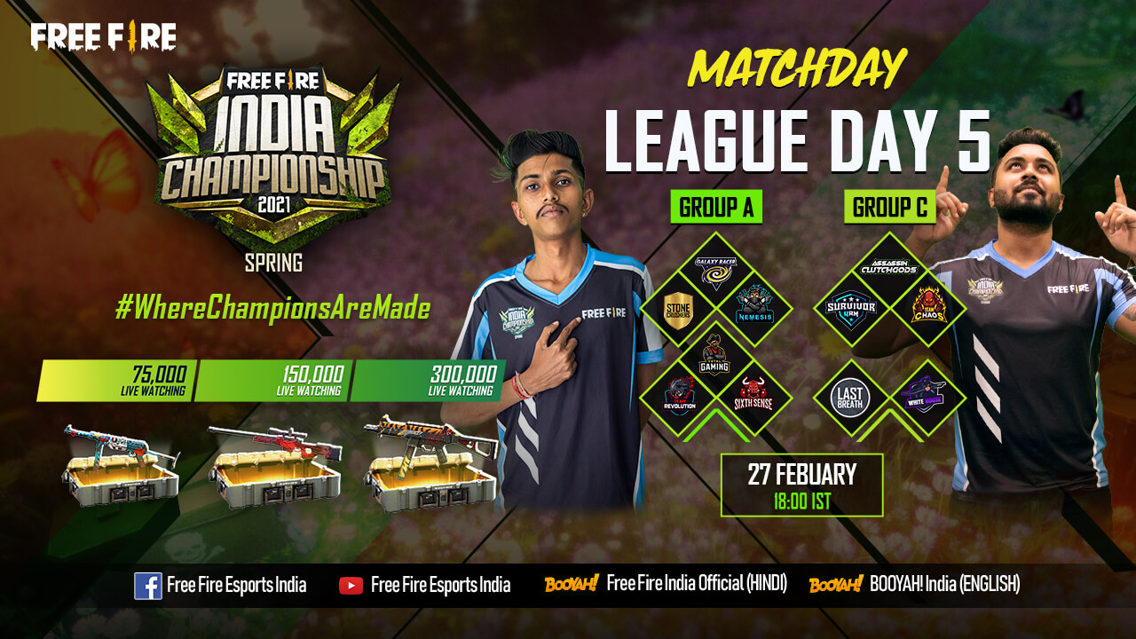 [HINDI] Free Fire India Championship 2021 Spring | League Day 5 | Group A & C